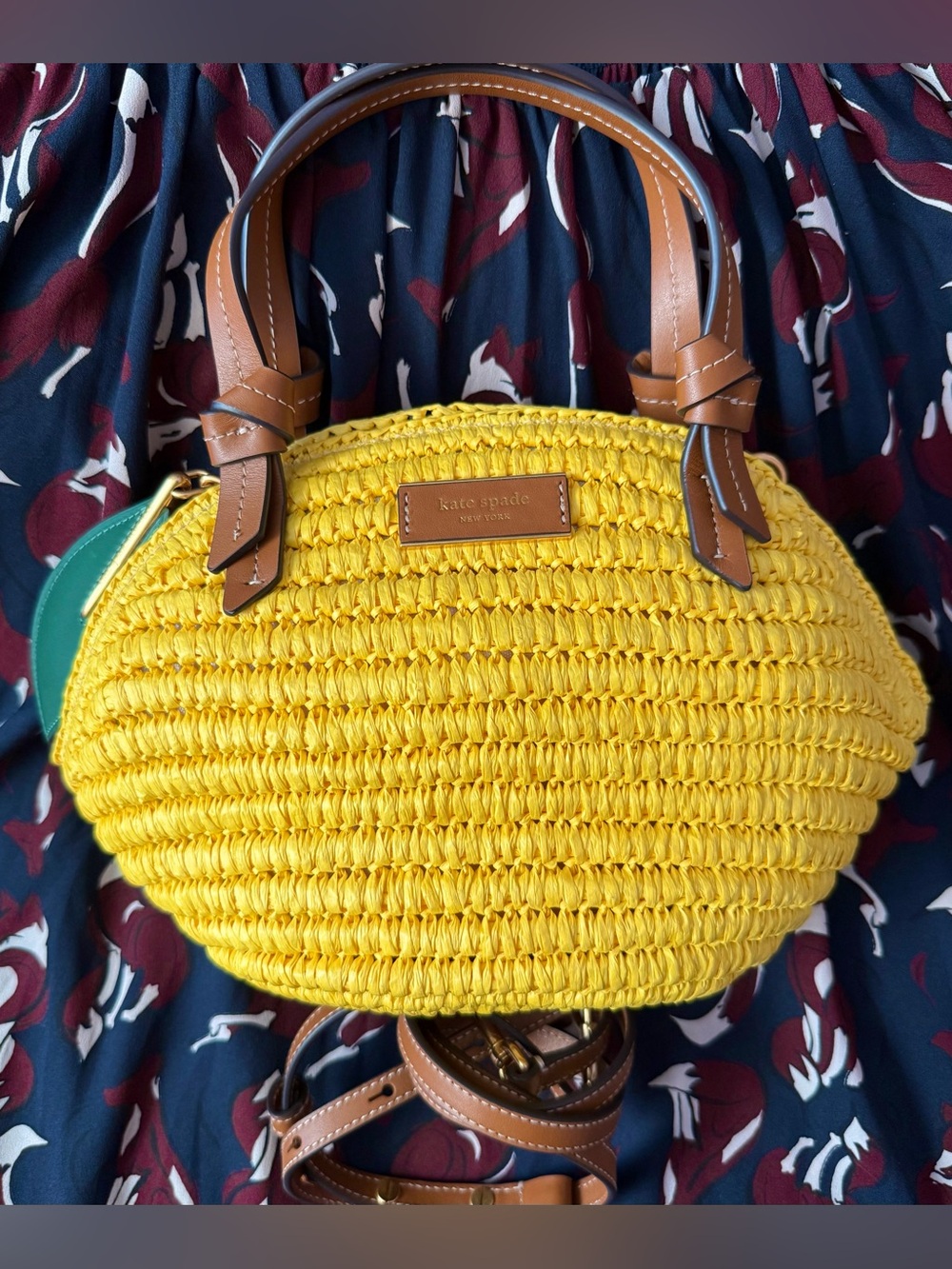 Kate Spade Lemon Drop Straw 3D Crossbody Tote Bag